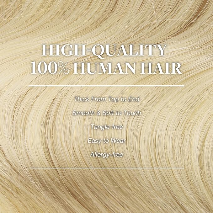 GOO GOO Clip in Hair Extensions Real Human Hair, Remy Human Hair Extensions Clip ins for Women, Natural Human Hair, 16inch 150g 9Pcs, 613R Bleach Blonde
