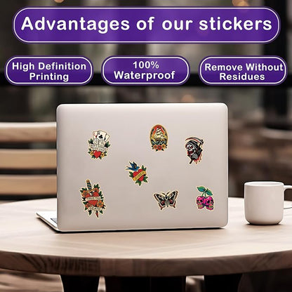 50 Pcs Vintage Graffiti Stickers Traditional Tattoo Vinyl Decal Retro Horror - Image 3
