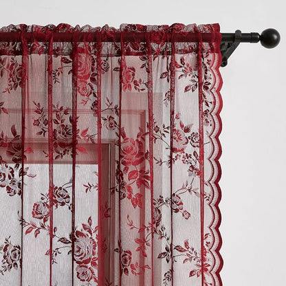 Burgundy Lace Curtains - Image 3