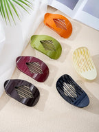 6 PCS Flat Hair Clips for Women - French Medium Flat Claw Clips for Thick Thin Hair, Strong Grip Non Slip Hair Claw Clips for Women Girls