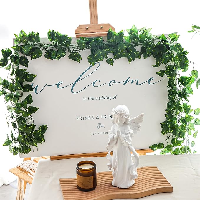 CEWOR 48 Pack 7 Feet Artificial Ivy Garlands, Fake Vines Greenery Hanging - Image 4