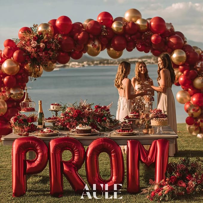 AULE 40 Inch Red M Balloon Letter Foil A-Z Birthday Big Alphabet | Birthday - Image 2