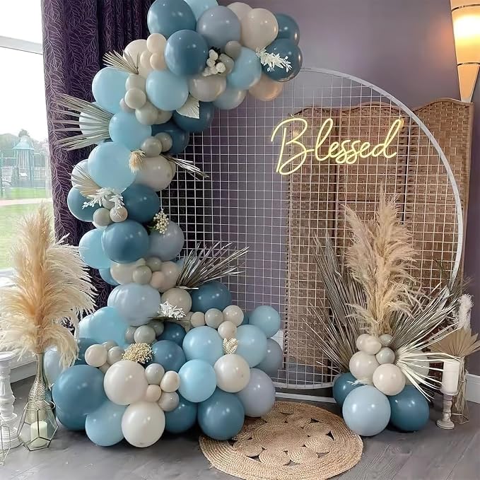 PartyWoo Dusty Blue Balloons 140pcs Slate Blue Boho Neutral Color | 18 12 10 5 - Image 5