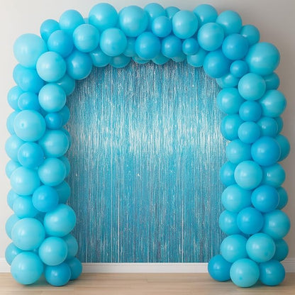 Voircoloria Light Blue Foil Fringe Backdrop Curtains, Birthday Party Decorations - Image 7