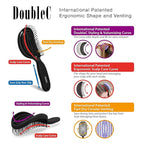 NuWay 4HAIR DoubleC U.S. Patented Double Curved Detangling Brush is Hair Dryer Safe (Iron Black)