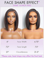 LUVME HAIR 10Inch Glueless Lace Front Bob Wig, 100% Human Hair, 13x5x1, Side Part, Straight, Modern, for Women