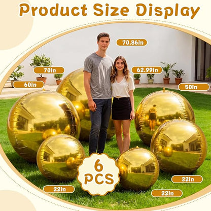 6 Pcs Giant Metallic Party Balloons, Birthday Wedding Baby Shower Christmas - Image 2