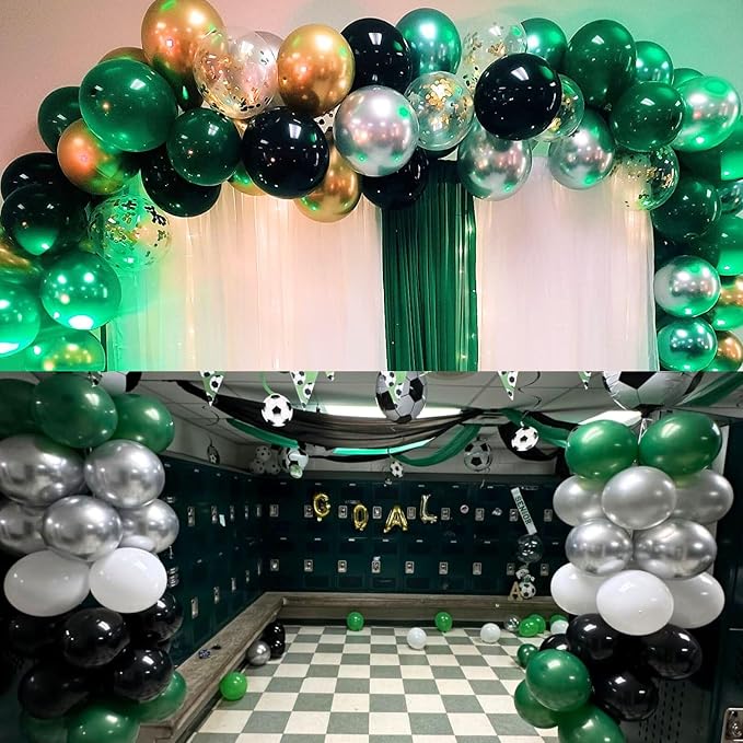 Green Black Balloons Dark Green Black Silver Confetti Balloons 35 Pcs 12 Inch - Image 8