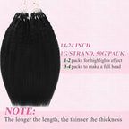 YoungSee Micro Beads Hair Extensions Human Hair Kinky Straight 22 Inch Black Microbead Hair Extensions Human Hair Black 50g Beaded Hair Extension Yaki 50s Invisible Microloop Remy Hair