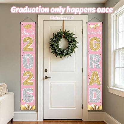 Graduation Decorations 2026, Class of 2026 Banner Congrats Grad | Pink Porch - Image 4