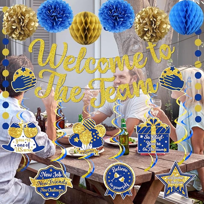Welcome To The Team Banner Gold, Welcome Banner Circle Dots Garland Hanging - Image 6