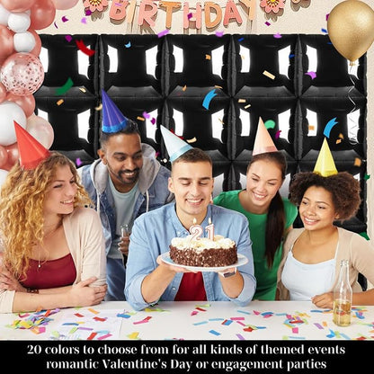 Black Square Foil Balloons 25 Pcs Metallic Black Balloons Wall Backdrop - Image 4