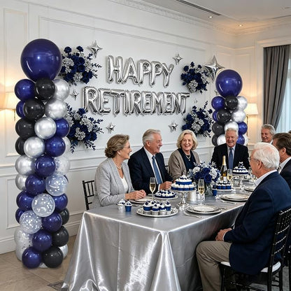 Navy Blue Black and Silver Balloon Column Stand Kit Set of 2 - Image 8