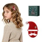 Premium Christmas Hair Clips for Women, Small Cute Acetate Hair Duckbill Clips for Girls, Kids Hair Accessories for Girls with Gift Box-SANTA SMILES