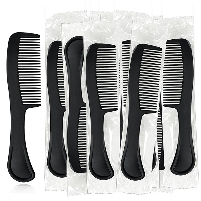 Bulk Hair Combs, Combs Individually Wrapped, Hair Combs in Bulk for Women, Kids, Hotel, Airbnb, Shelter, Homeless, Charity, and Church (Black) (5.9 inches, 100, Count)