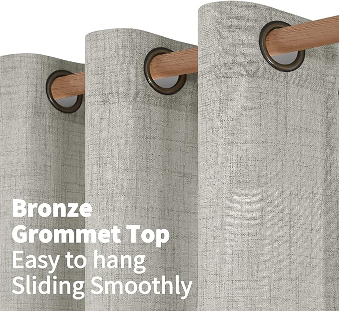 YoungsTex Light Grey Linen Curtains 80 Inches Long 2 Panels Set, Light - Image 6