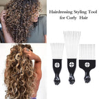 6Pcs Afro Picks Metal Hair Combs, 3 Sizes Steel Teeth Hair Pick for Curly, Coily, Natural Hair, Detangling & Styling Comb for Men Women (Black)