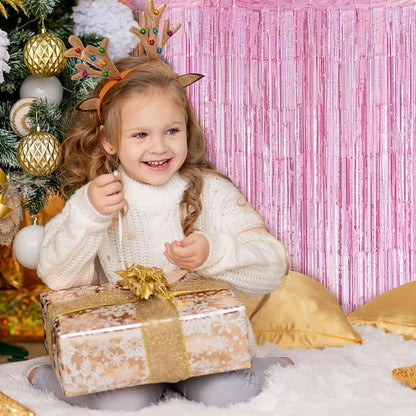 10 Pack Pink Foil Curtain Backdrop 3.2ft x 9.8ft Metallic Tinsel Foil Fringe - Image 7