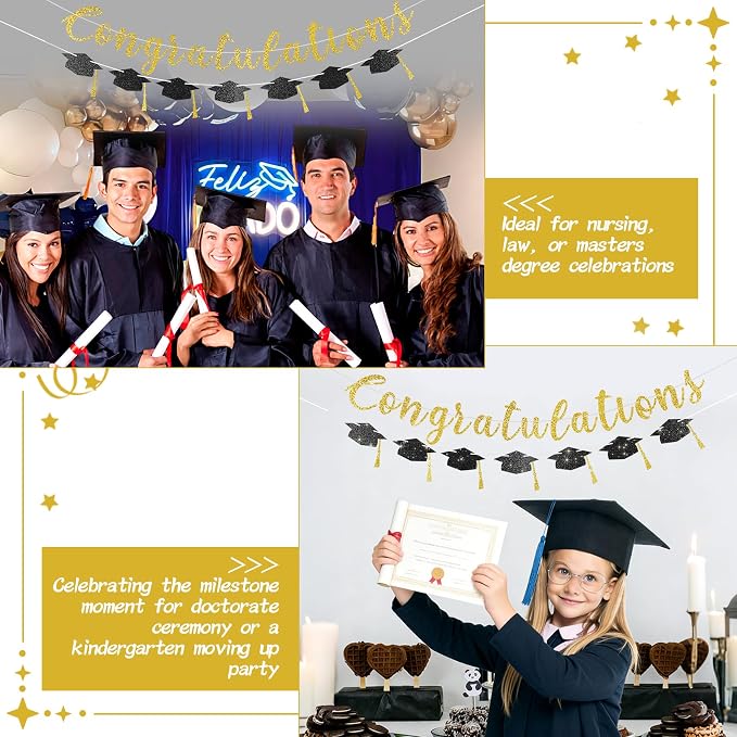 2026 Graduation Banners Party Decorations, Glitter Congratulations - Image 4