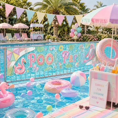 Lounsweer Pastel Pool Party Decoration Swimming Pool Party Banner Pastel Themed - Image 4