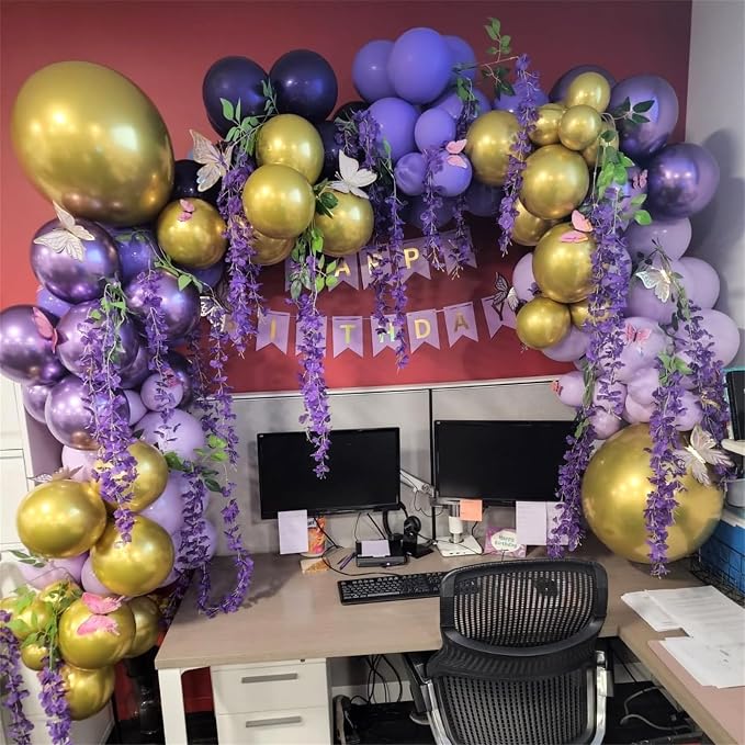 Pastel Purple Gold Balloons Set - Image 8