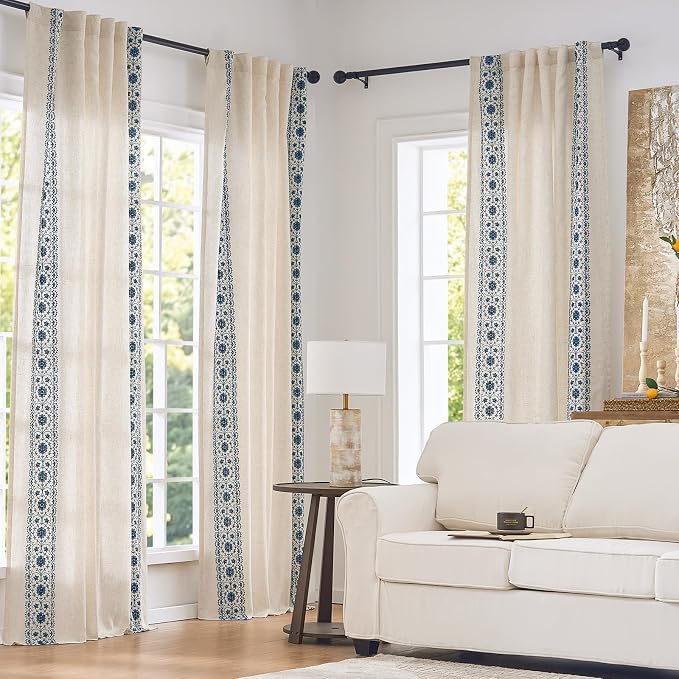 jinchan Floral Linen Curtains - Image 2
