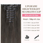 GOO GOO Clip in Hair Extensions Real Human Hair, Remy Human Hair Extensions Clip ins for Women, Natural Human Hair, 14inch 130g 9Pcs, 1C Mocha Brown