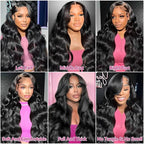 18 Inch 13x6 Lace Front Wigs Human Hair 200 Density Body Wave HD Lace Front Wigs Human Hair Pre Plucked Natural Color Glueless Wig 100% Virgin Human Hair Lace Front Wigs for Women