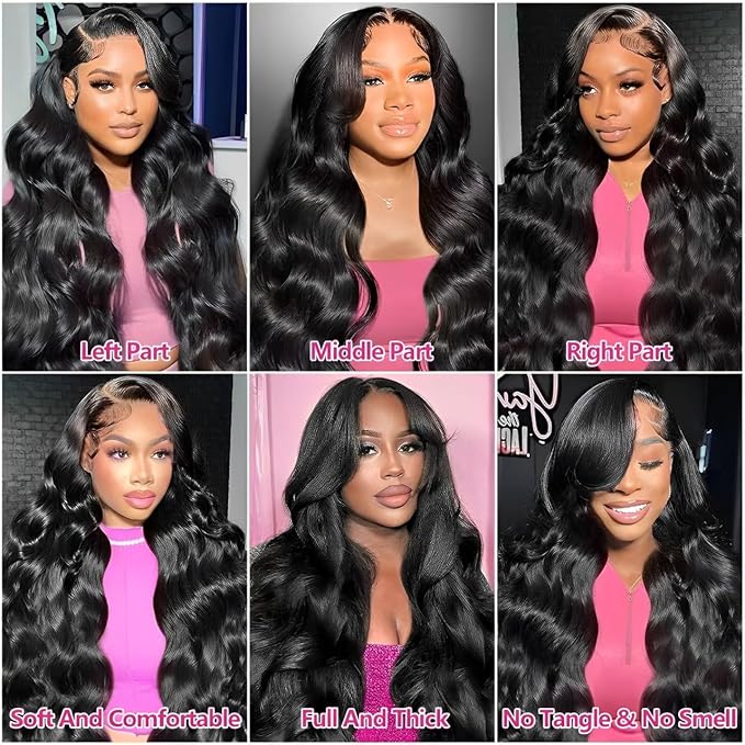 22 Inch 13x6 Lace Front Wigs Human Hair 200 Density Body Wave HD Lace Front Wigs Human Hair Pre Plucked Natural Color Glueless Wig 100% Virgin Human Hair Lace Front Wigs for Women