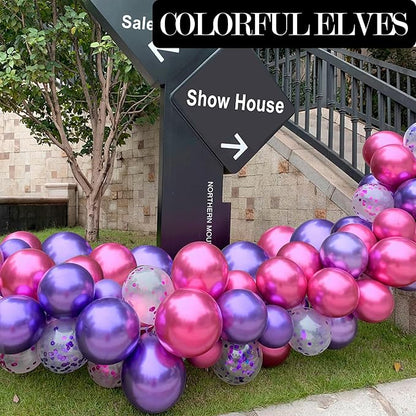 12 Inch 100 Pcs Metallic Chrome Hot Pink Balloons Shiny Thicken Latex Balloon - Image 5