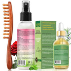 Rose Water for Hair Loc Spray Refreshing for Locs Rose Water Hair Scalp Moisturizer Hydrating Dreadlock | Loc Brush for Dreads Comfortable Massage Wide Tooth Comb & Rosemary Oil for Hair Growth Set