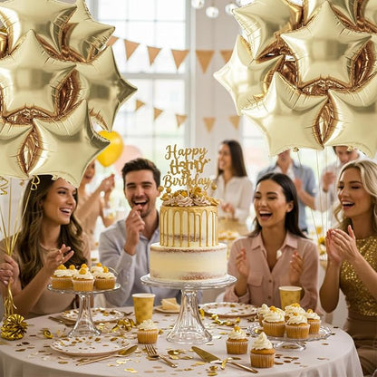 TONIFUL 15Pcs Star Shaped Balloons 18Inch Large Champagne Gold Foil Balloon | - Image 3