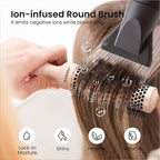 AIMIKE Round Brush for Blow Out, Small Round Hair Brush w/Nano Ion Thermal Ceramic Tech, Professional RoundBrush for Blow Drying & Styling, Maximum Volume and Shine, Barrel 1.3 inch