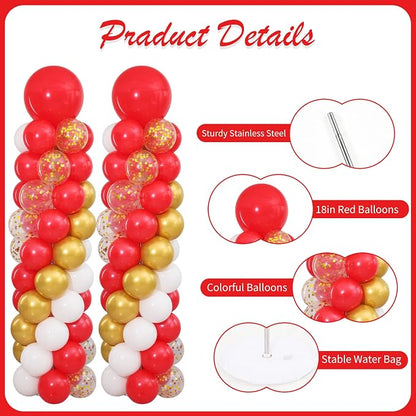 Red and Gold Balloon Column Stand Kit Set of 2 - Image 5