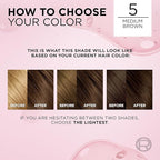 L'Oreal Paris Excellence Crème Permanent Hair Dye, Triple Care Hair Color with Pro-Keratine Complex for 100% Gray Hair Coverage, 5 Medium Brown, 1 Kit