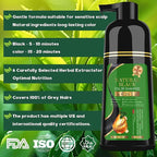 Black Hair Dye Shampoo 6-in-1 Unisex Natural Herbal Formula, Hair Color Shampoo for Women&Man Long-Lasting Color for Grey Coverage Home & Salon (Natuarl Black)