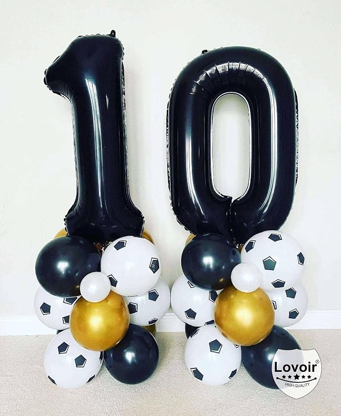 Black 10 Number Balloons, 40 Inch Giant Number 10 Balloons Foil Mylar Helium - Image 3