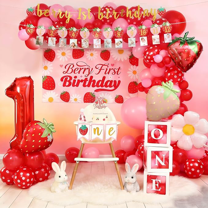 Berry First Birthday Decor Strawberry 1st Birthday Decorations by ZyloonDecoration
