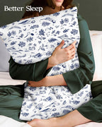 2 Pack Mulberry Silk Pillowcase for Hair and Skin - King Size 20 x 36 Inches with Hidden Zipper Blue Line Flower 19 Momme Soft Sleeping Silk Pillow Case for Women, Moms
