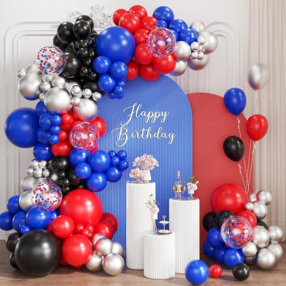 Red Black Blue Silver Balloons Garland Arch Kit by Unknown