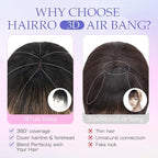 Hairro Clip On Bangs Human Hair Bangs Hair Clip In Bangs 3D 360°Cover Topper With Bangs Wispy Air Bangs Hair Pieces Fake Bangs For Women 8 Inches 10g #01 Dark Black