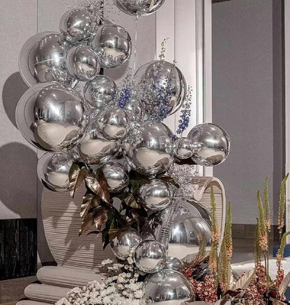 10 Pcs 22 Inch Silver Mylar Balloons, Large 4D Giant Round Foil Balloon Big - Image 2