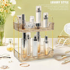 Bathroom Counter Organizer Countertop Storage Skincare Countertop Makeup Organizer Cosmetics Skincare Organizers Holder for Perfume-Amber-golden pole