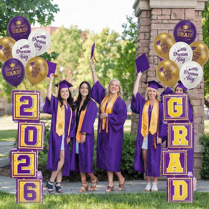 Graduation Decorations 2026 Purple and Gold Balloon Boxes, Class of 2026 GRAD - Image 7