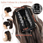 Claw Wavy Ponytail Extension 18 Inch for Women Curly Pony Tail Clip in Hair Extensions Fluffy Natural Looking Synthetic Hairpiece for Daily Use (Ash Brown with Platinum Blonde)