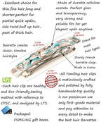 Fsmiling Hair Barrettes for Women French Hair Barrette Clip Small Acetate Hair Clips Barrette No Slip Hair Accessories 3-Pack