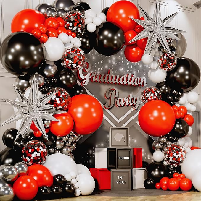 ALL-IN-1 Red Black and White Balloon Arch Kit - Image 2