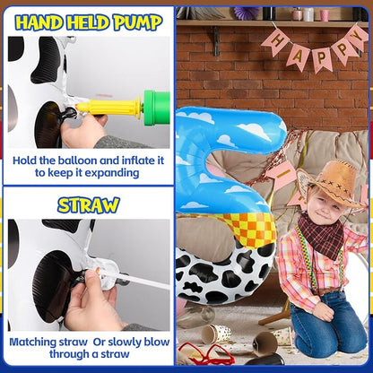 40 Inch Number 5 Balloon Blue Clouds Cartoon Story Balloons Toy Inspired Party - Image 4