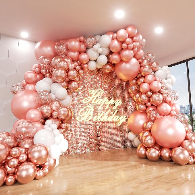 Rose Gold Balloons Arch Kit by ADOINBY