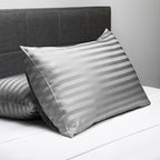 Fishers Finery 25mm 100% Pure Mulberry Silk Pillowcase (Gray Stripe Queen)
